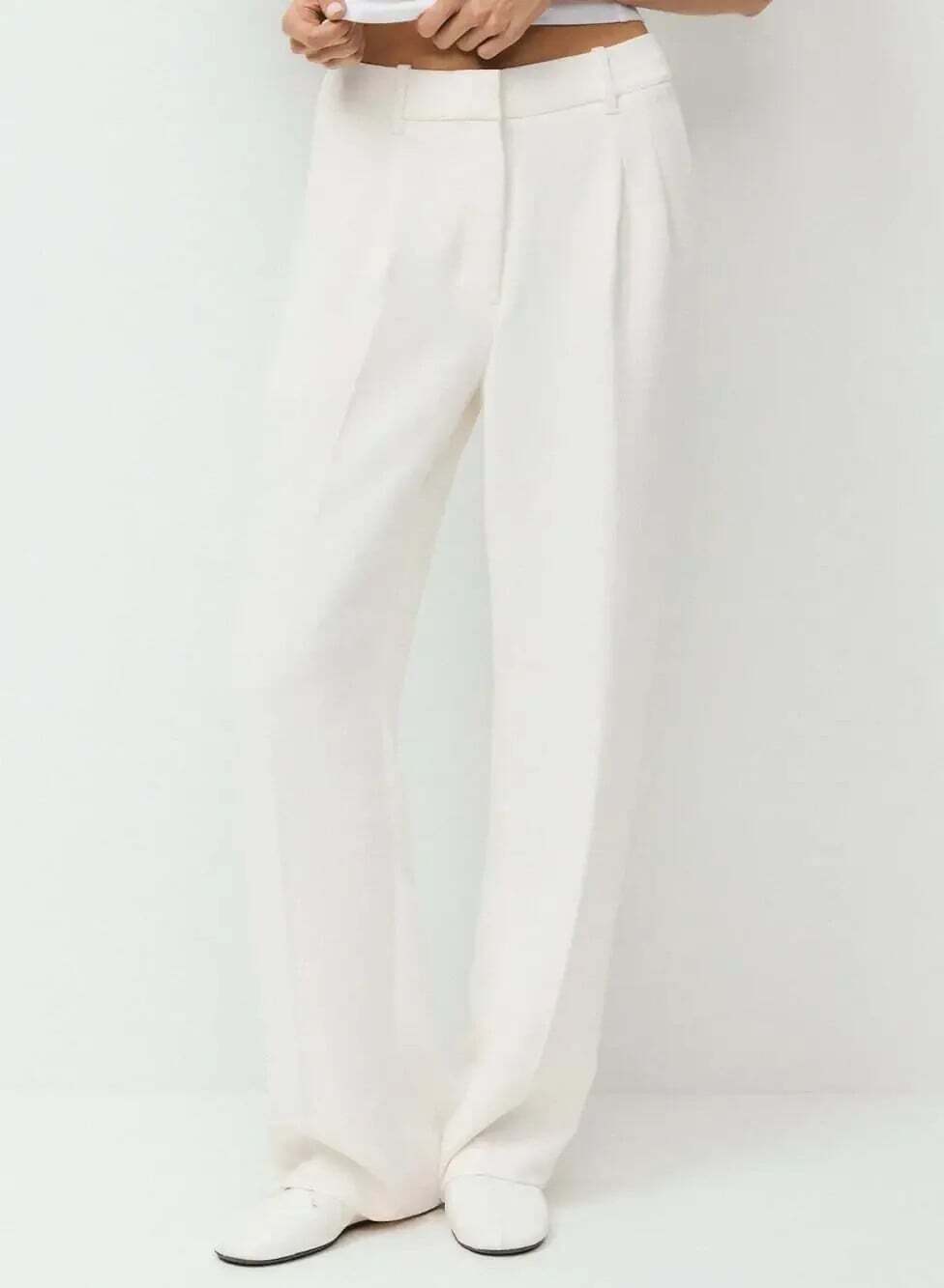 WILFRED The Effortless Pant–Crepette Sz 2 Cream Wide Leg Pleats Business Travel